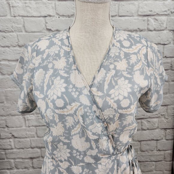 Reistor True Wrap Dress with Pockets Lined Floral Midi Dress Women's M - Picture 4 of 14